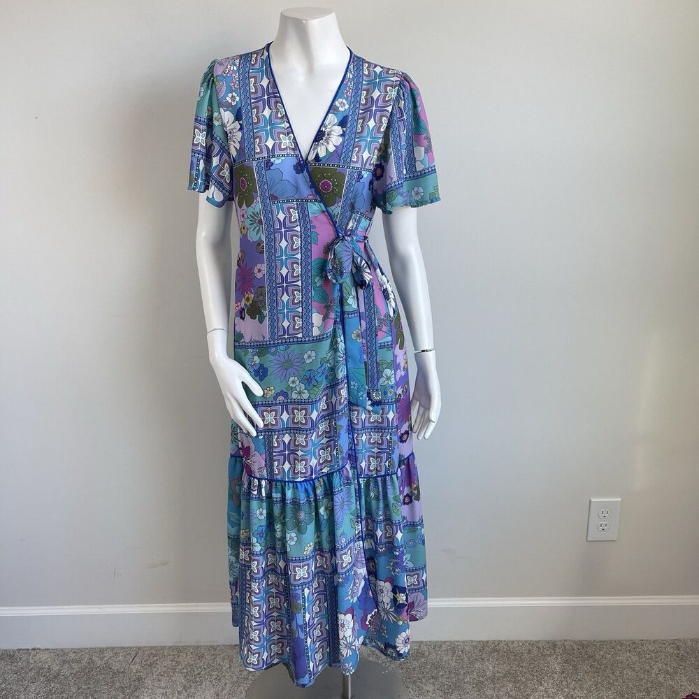 LaRoque Original Wrap Midi Dress‎ Size S Sundress Cottage Boho Resort Vacation
